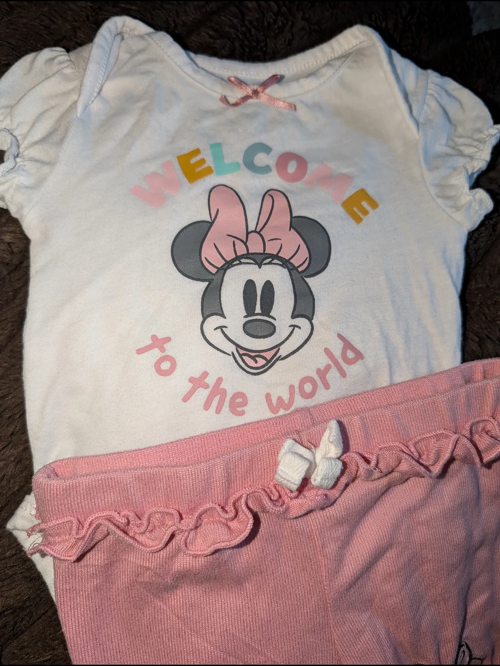 Disney Pink and White Minnie Mouse Kids Matching Set